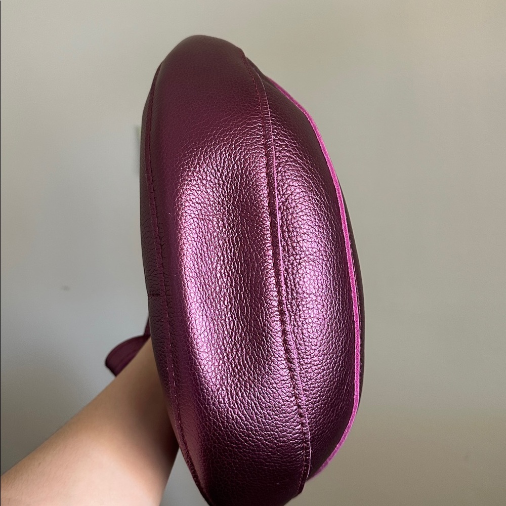 Portland Leather Metallic Plum Crossbody Bag with Hot Pink Trim - Picture 5 of 7